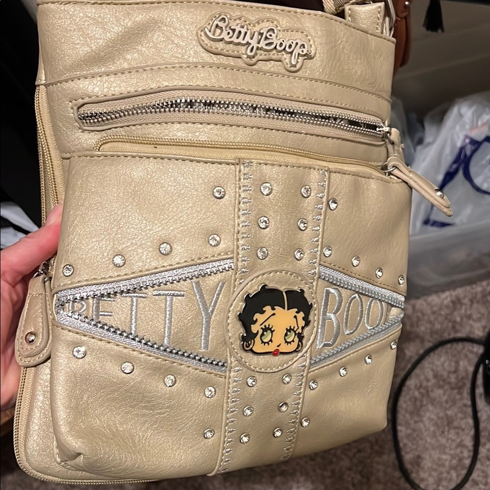 Betty Boop Crossbody Bag Gold Jewel-Studded - Picture 8 of 8